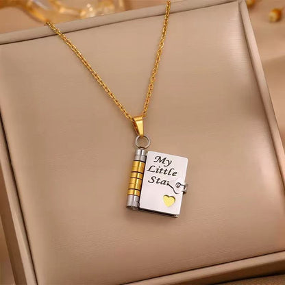 To My Daughter from Dad - My Little Star Book Pendant Engraved Necklace Gift