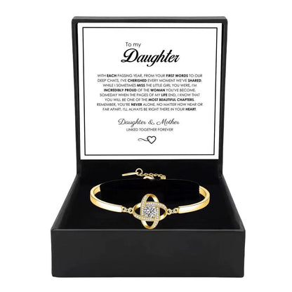 To My Daughter from Mom - Love Knot Bracelet - Forever Linked Together Message Card Gift