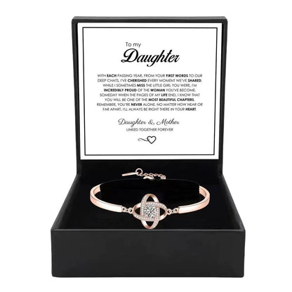 To My Daughter from Mom - Love Knot Bracelet - Forever Linked Together Message Card Gift