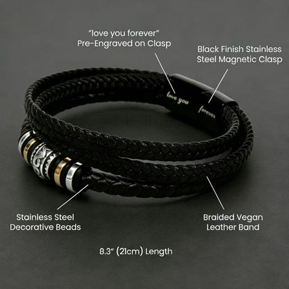 To My Son - Love You Forever Bracelet - Always With You Message Card Gift BLK
