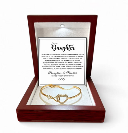 To My Daughter - Infinity Heart Bracelet - Forever Linked Together Message Card Gift