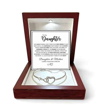 To My Daughter - Infinity Heart Bracelet - Forever Linked Together Message Card Gift