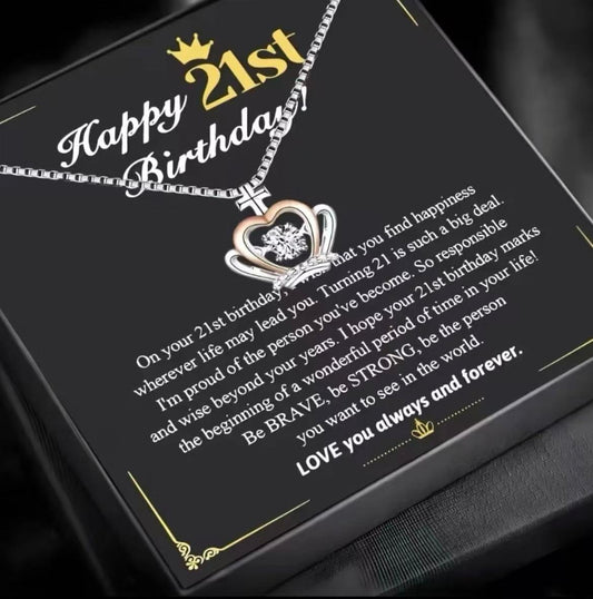 Happy 21st Birthday - Crown Necklace Gift for Daughter