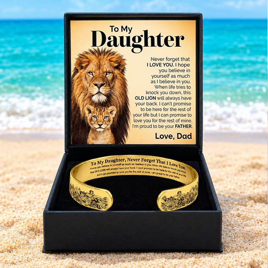 Proud Of You - Engraved Cuff Bracelet Gift for Daughter from Dad BC