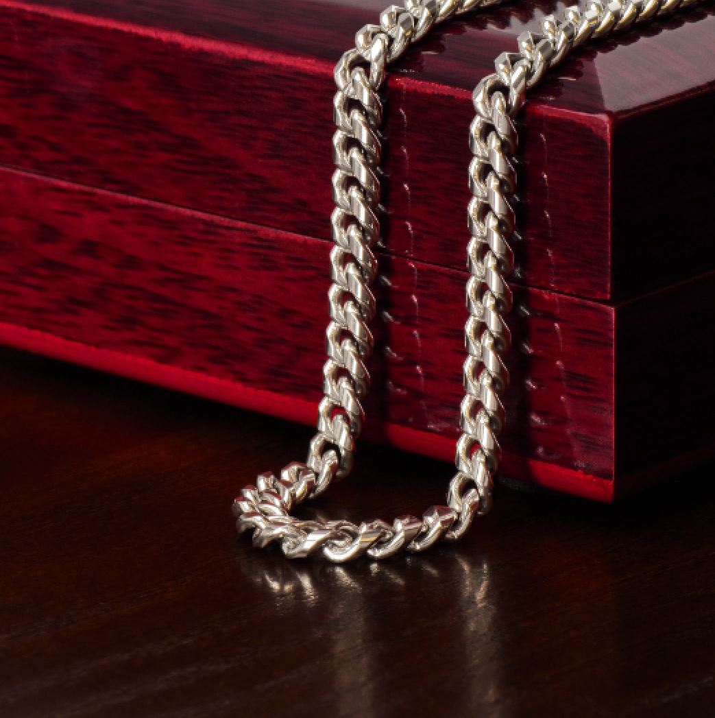 I Love You With All My Heart - Cuban Link Necklace Gift for Son from Mom