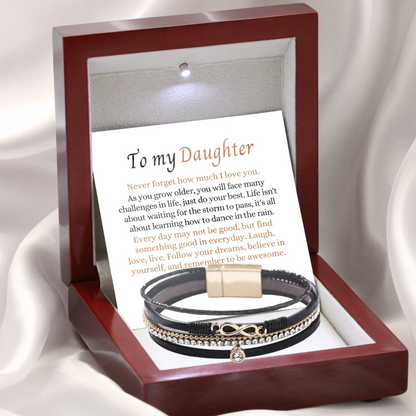 To My Daughter - Layered Bracelet - Remember to Be Awesome Message Card Gift
