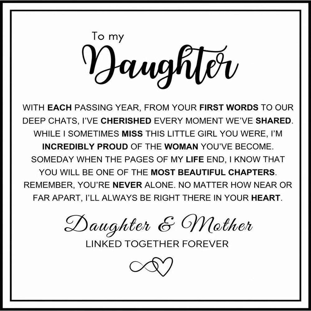 To My Daughter - Infinity Heart Bracelet - Forever Linked Together Message Card Gift