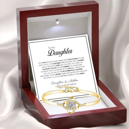 To My Daughter from Mom - Love Knot Bracelet - Forever Linked Together Message Card Gift