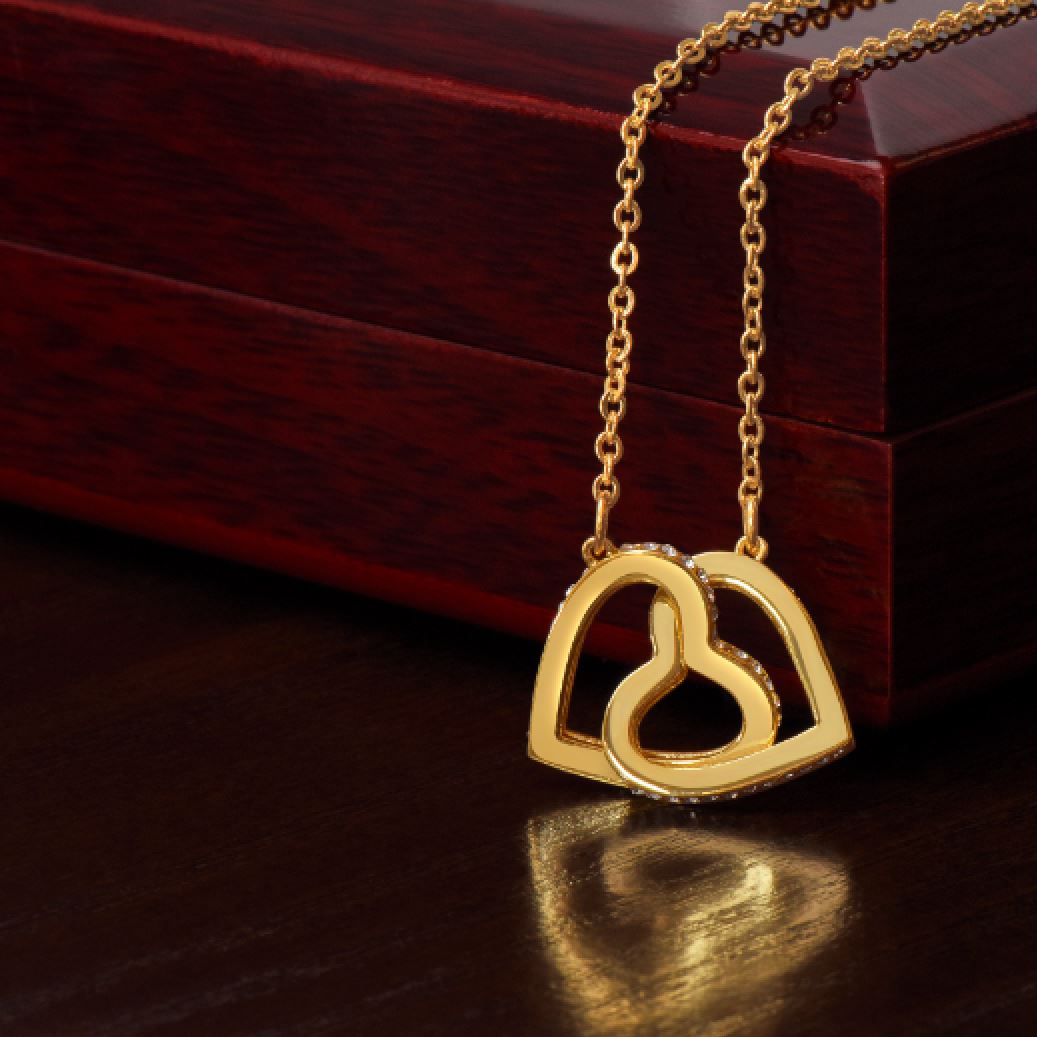 To My Daughter Necklace from Dad - Linked Hearts Necklace -  Proud Father Message Card Gift