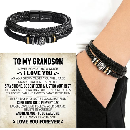 To My Grandson - Love You Forever Bracelet - Always With You Message Card Gift