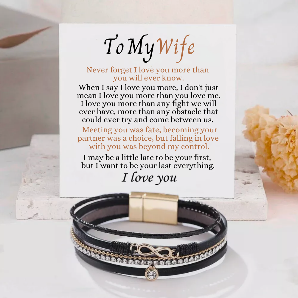 To My Wife - Layered Bracelet - I Love You More Message Card Gift