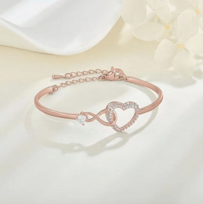 To My Daughter from Dad - Infinity Heart Bracelet - Right There In Your Heart Message Card Gift