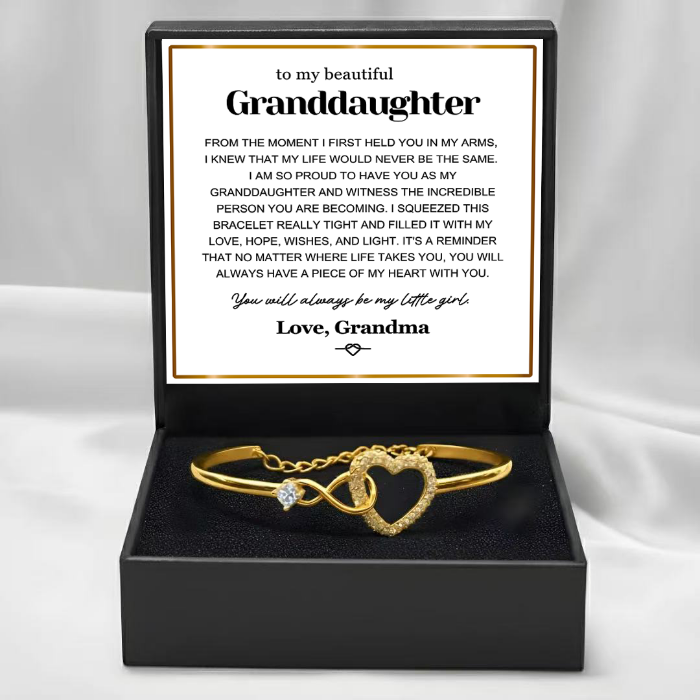 To My Granddaughter - Infinity Heart Bracelet - Always My Little Girl Gift