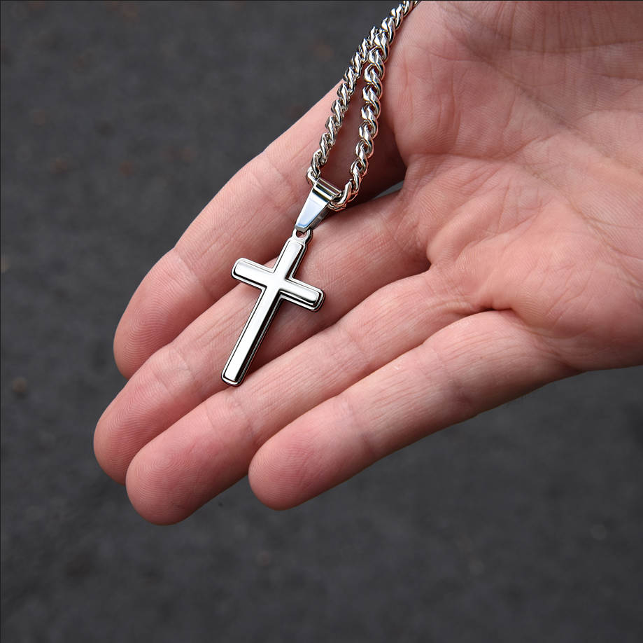 To My Grandson - Cuban Link Cross Necklace - I Love You Always & Forever Gift