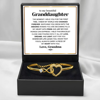 To My Granddaughter - Infinity Heart Bracelet - Carry A Piece Of My Heart Gift