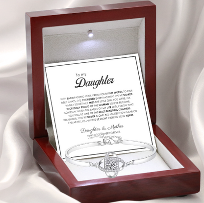 To My Daughter from Mom - Love Knot Bracelet - Forever Linked Together Message Card Gift