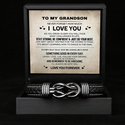 To My Grandson - Forever Linked Bracelet - Love You Forever Message Card Gift