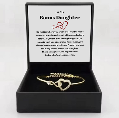 To My Bonus Daughter - Infinity Heart Bracelet Gift - I Will Forever Be Here