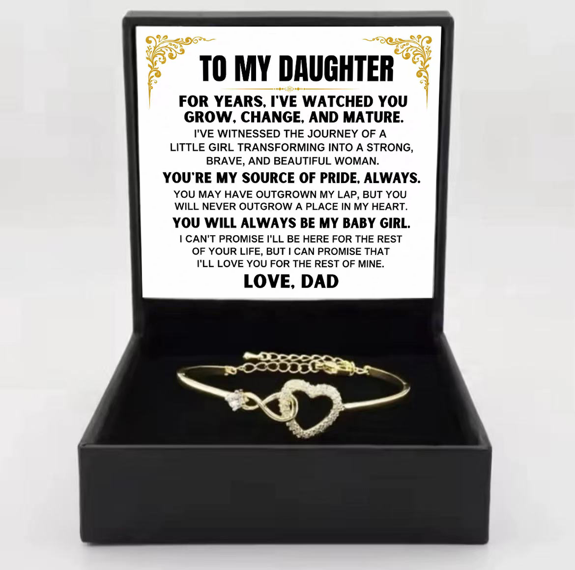 Infinity Heart Bracelet with Message Card for Daughter