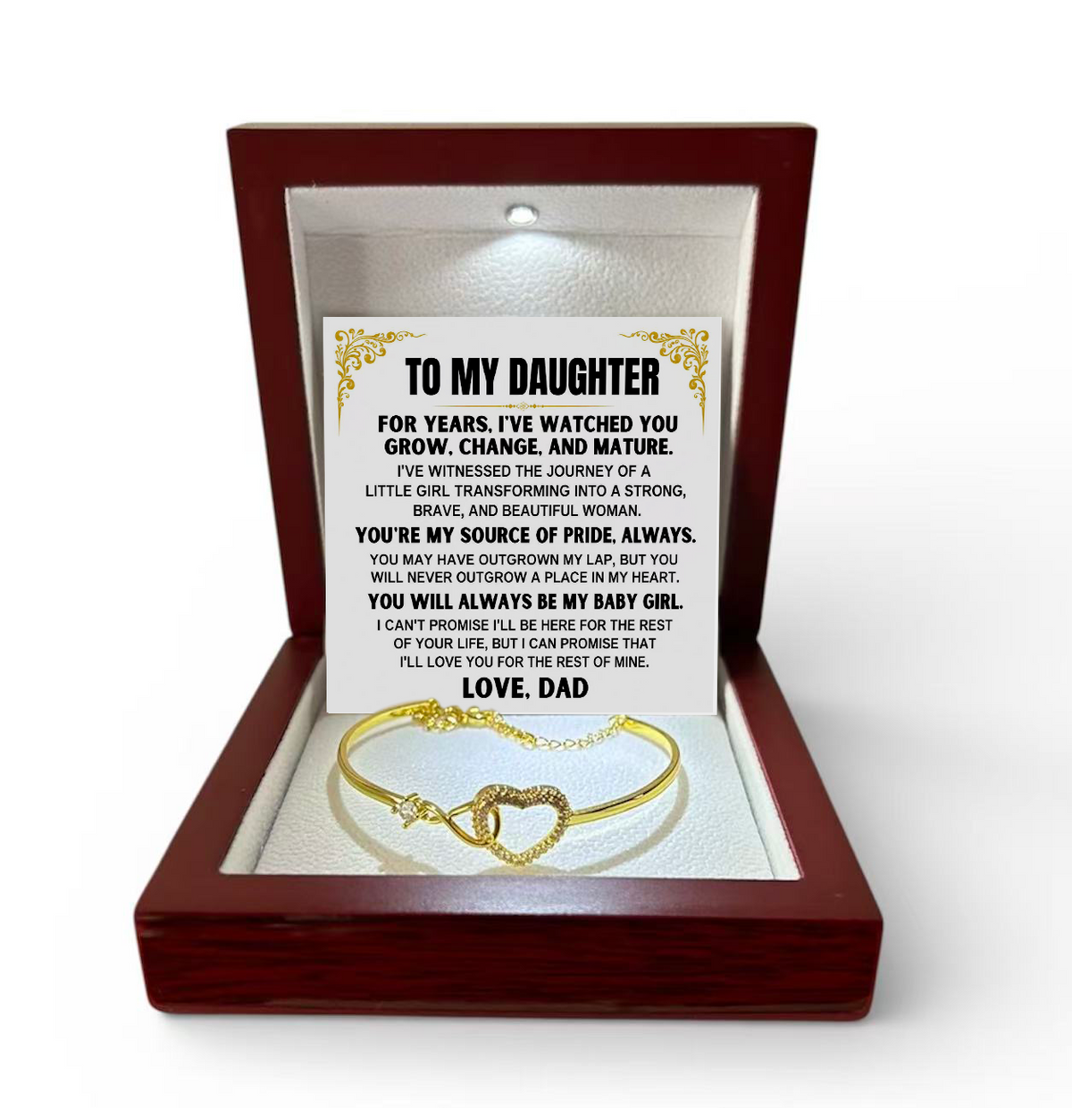 Infinity Heart Bracelet with Message Card for Daughter