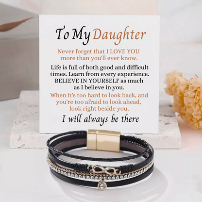 To My Daughter - Layered Bracelet - I Will Always Be There Message Card Gift