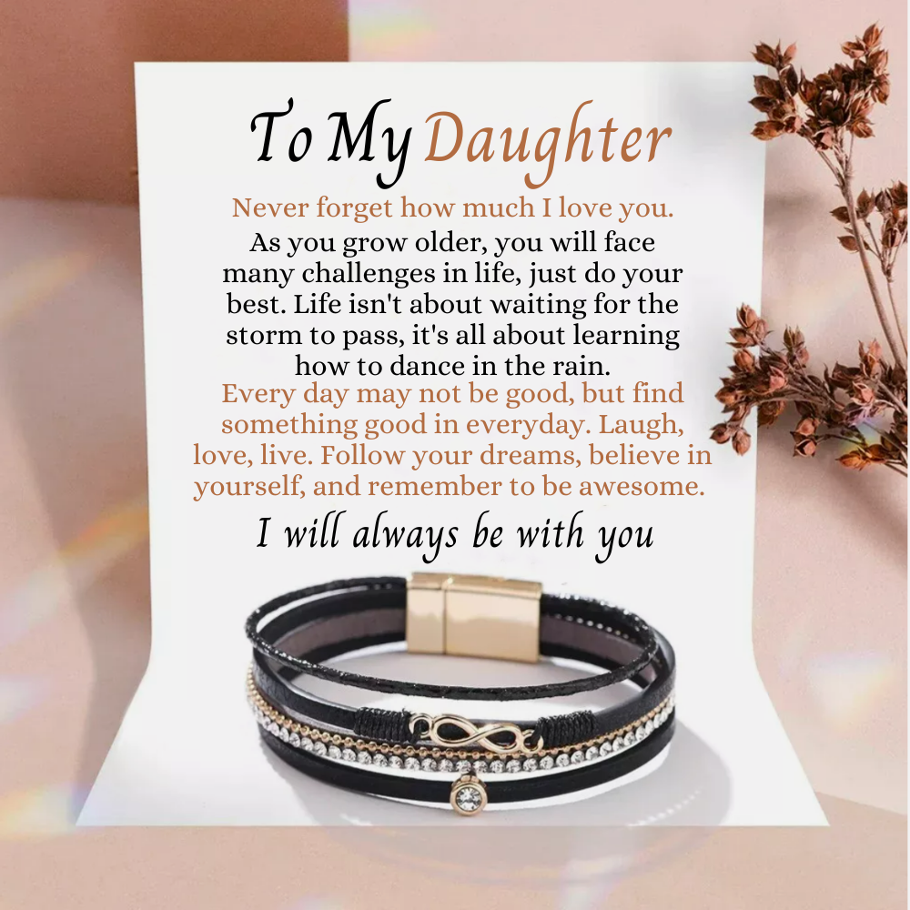 To My Daughter - Layered Bracelet - Remember to Be Awesome Message Card Gift