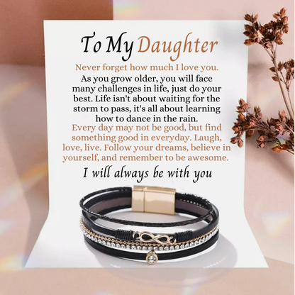 To My Daughter - Layered Bracelet - Remember to Be Awesome Message Card Gift