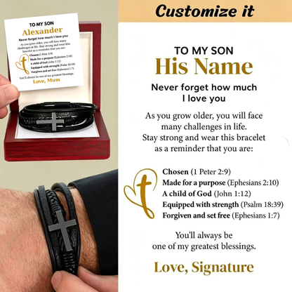 You Are One Of My Greatest Blessings - Cross Bracelet Gift for Son UK