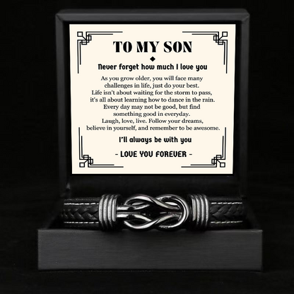 To My Son - Forever Linked Bracelet - Never Forget I Love You Message Card Gift