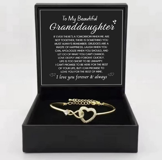 To My Granddaughter  - Infinity Heart Bracelet - I Love You Forever & Always Gift
