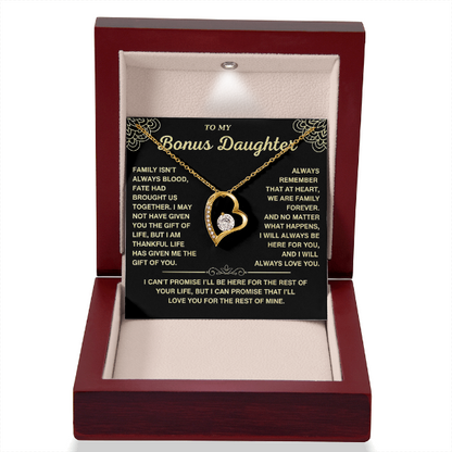 At Heart We Are Family Forever - Necklace Gift for Bonus Daughter