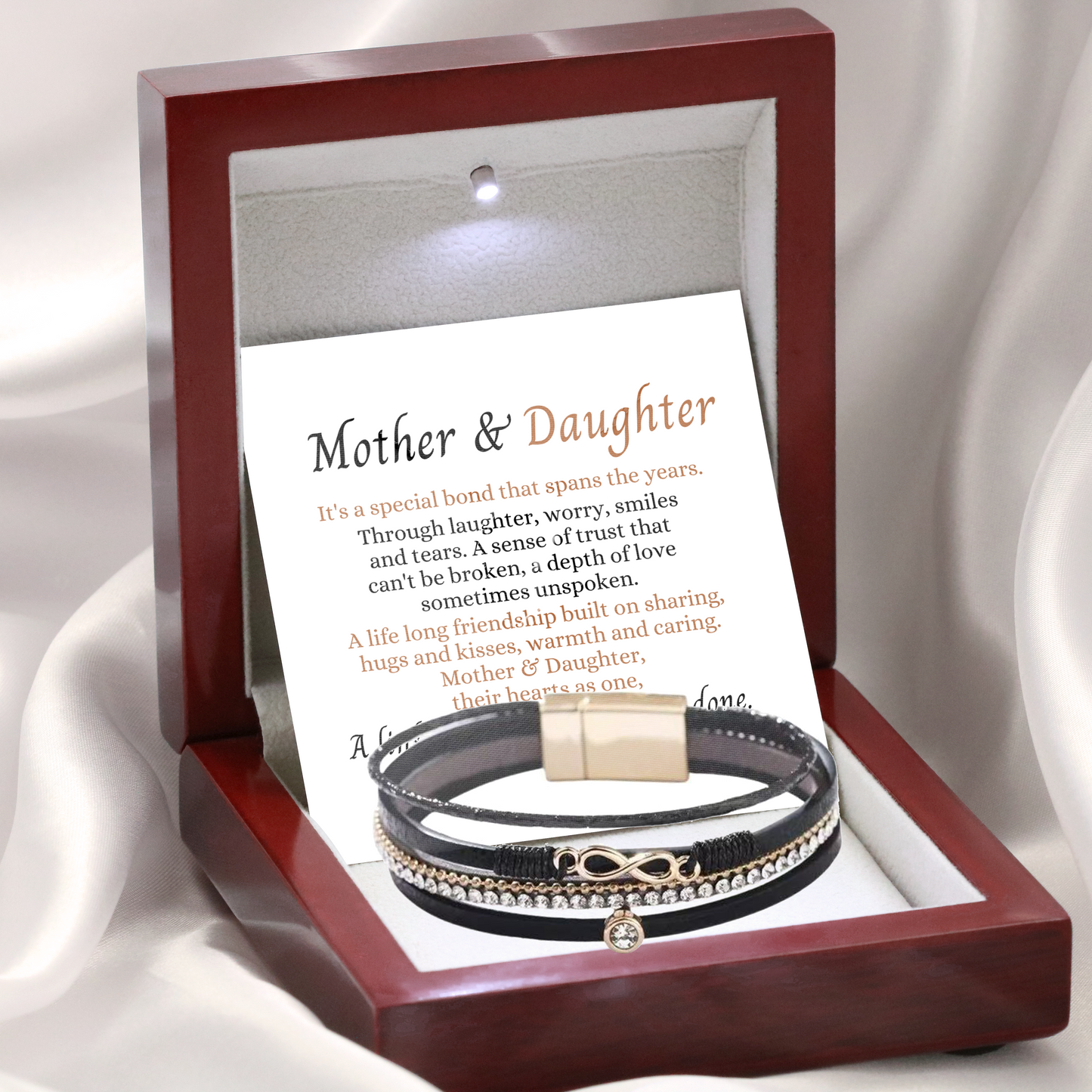 To My Daughter - Layered Bracelet - I Love You More Message Card Gift