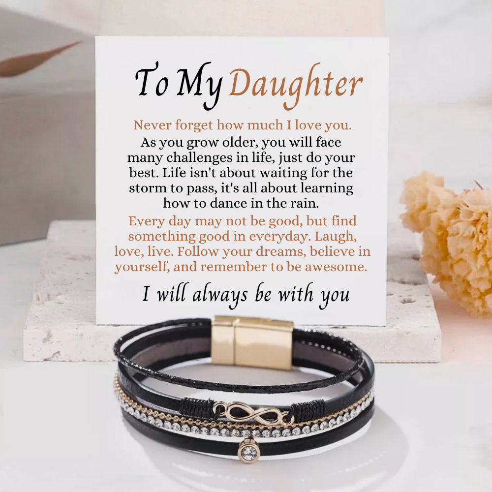 To My Daughter - Layered Bracelet - Remember to Be Awesome Message Card Gift