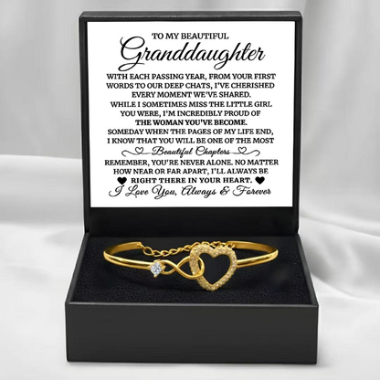 To My Granddaughter - Infinity Heart Bracelet - Always Right There In Your Heart Gift