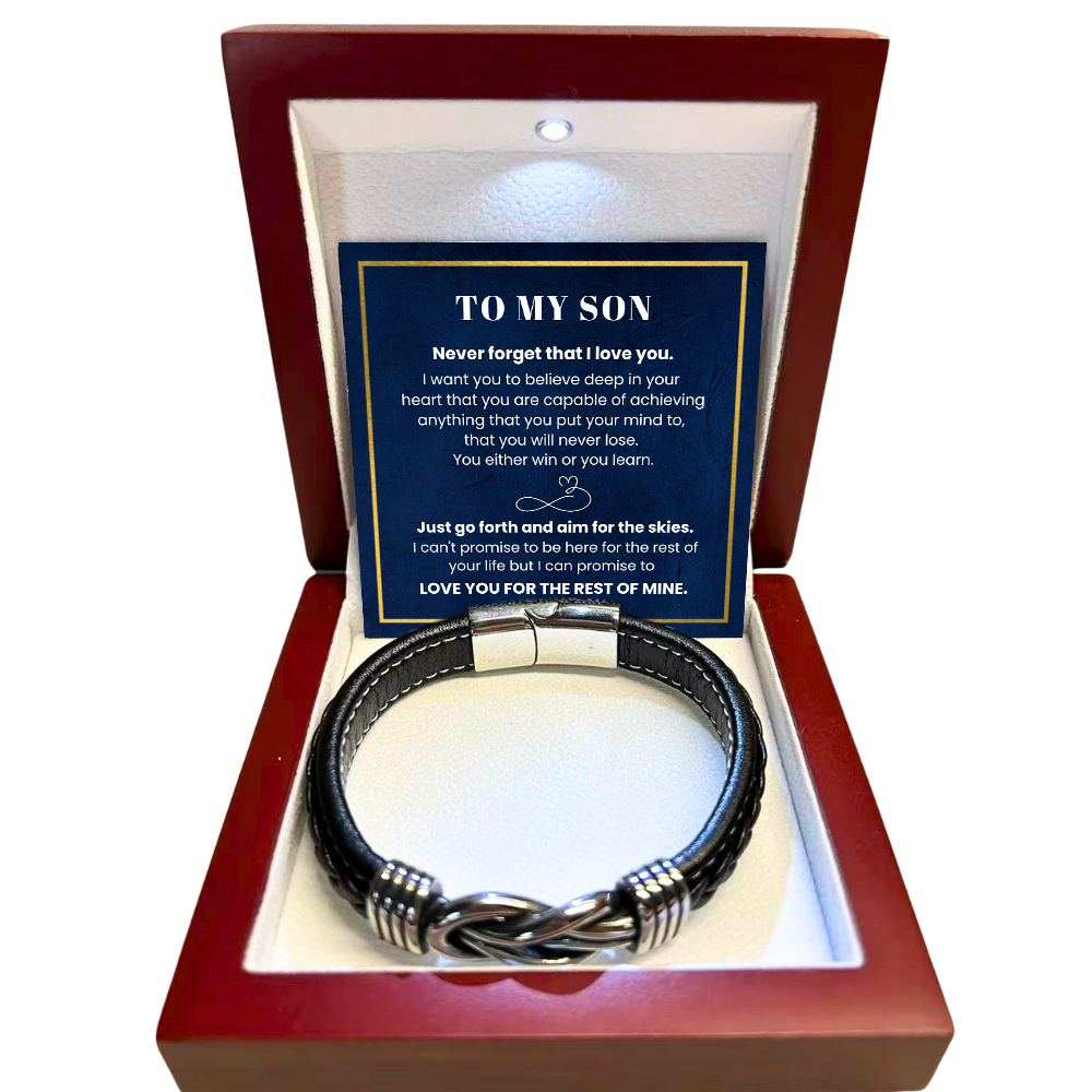 To My Son - Forever Linked Bracelet - Never Forget I Love You Message Card Gift