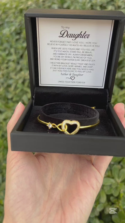 To My Daughter from Dad - Infinity Heart Bracelet - Forever Linked Together Gift