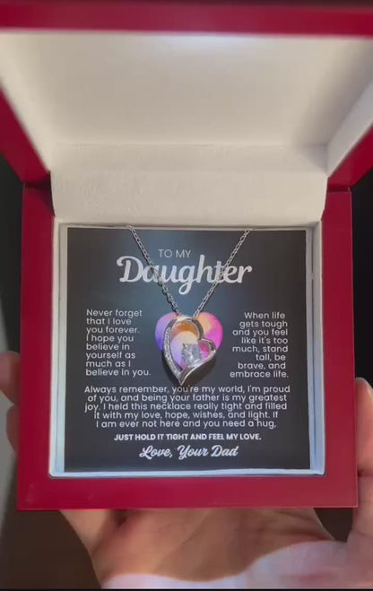 To My Daughter Necklace from Dad - Love Heart Necklace - You Are My World Gift