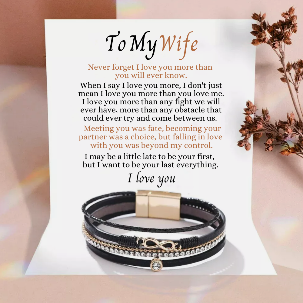 To My Wife - Layered Bracelet - I Love You More Message Card Gift