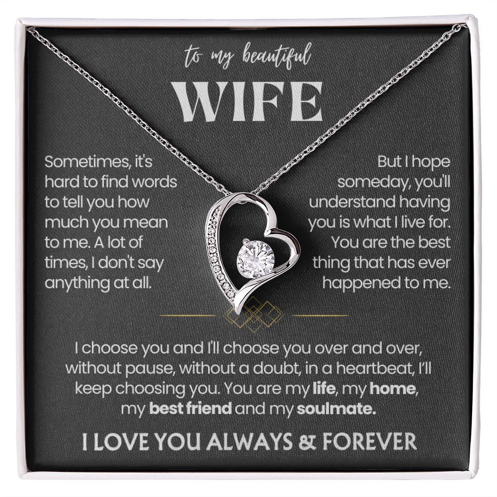 To My Wife - Love Heart Necklace - I Choose You Message Card Gift