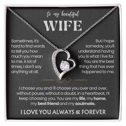 To My Wife - Love Heart Necklace - I Choose You Message Card Gift