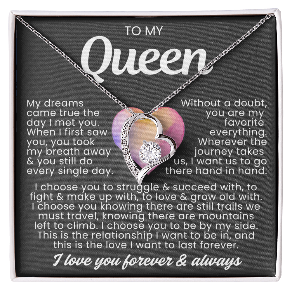 To My Queen Necklace - Love Heart Necklace - I Choose You Gift from Husband