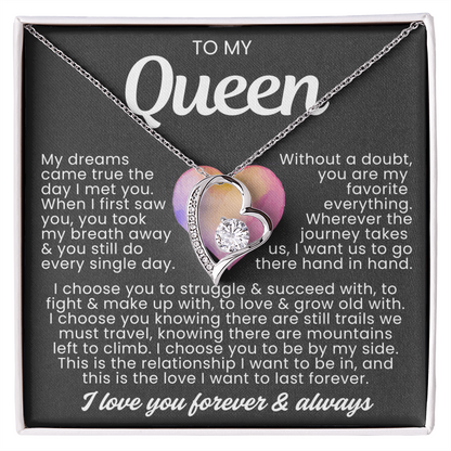 To My Queen Necklace - Love Heart Necklace - I Choose You Gift from Husband