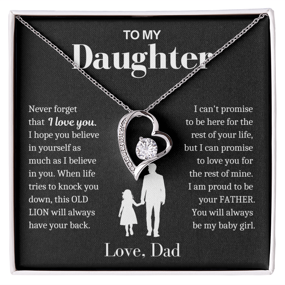 To My Daughter - Love Heart Necklace - Always My Baby Girl Gift from Dad