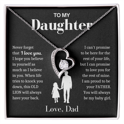 To My Daughter - Love Heart Necklace - Always My Baby Girl Gift from Dad