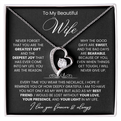 To My Wife - Love Heart Necklace - You Are the Greatest Gift from Husband