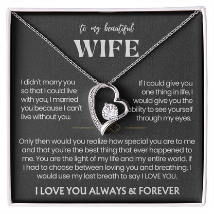 To My Wife - Love Heart Necklace - You Are the Best Thing Message Card Gift from Husband