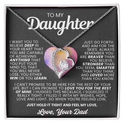 To My Daughter Necklace from Dad - Love Heart Necklace - More Loved Than You Know Gift