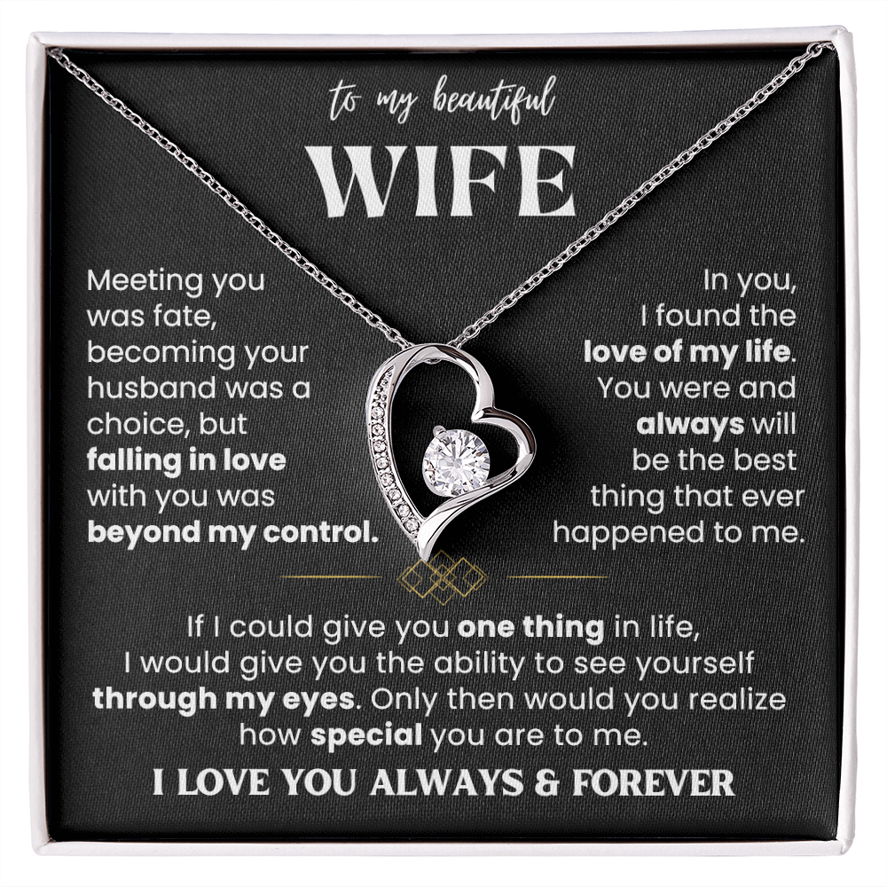 To My Wife - Love Heart Necklace - Love You Always Message Card Gift from Husband