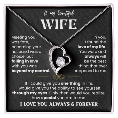 To My Wife - Love Heart Necklace - Love You Always Message Card Gift from Husband