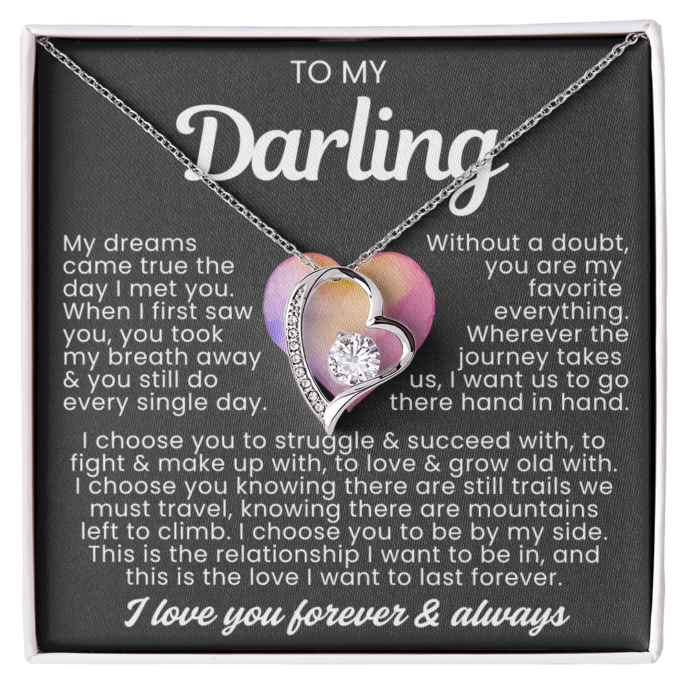 To My Darling Necklace - Love Heart Necklace - I Choose You Gift from Husband